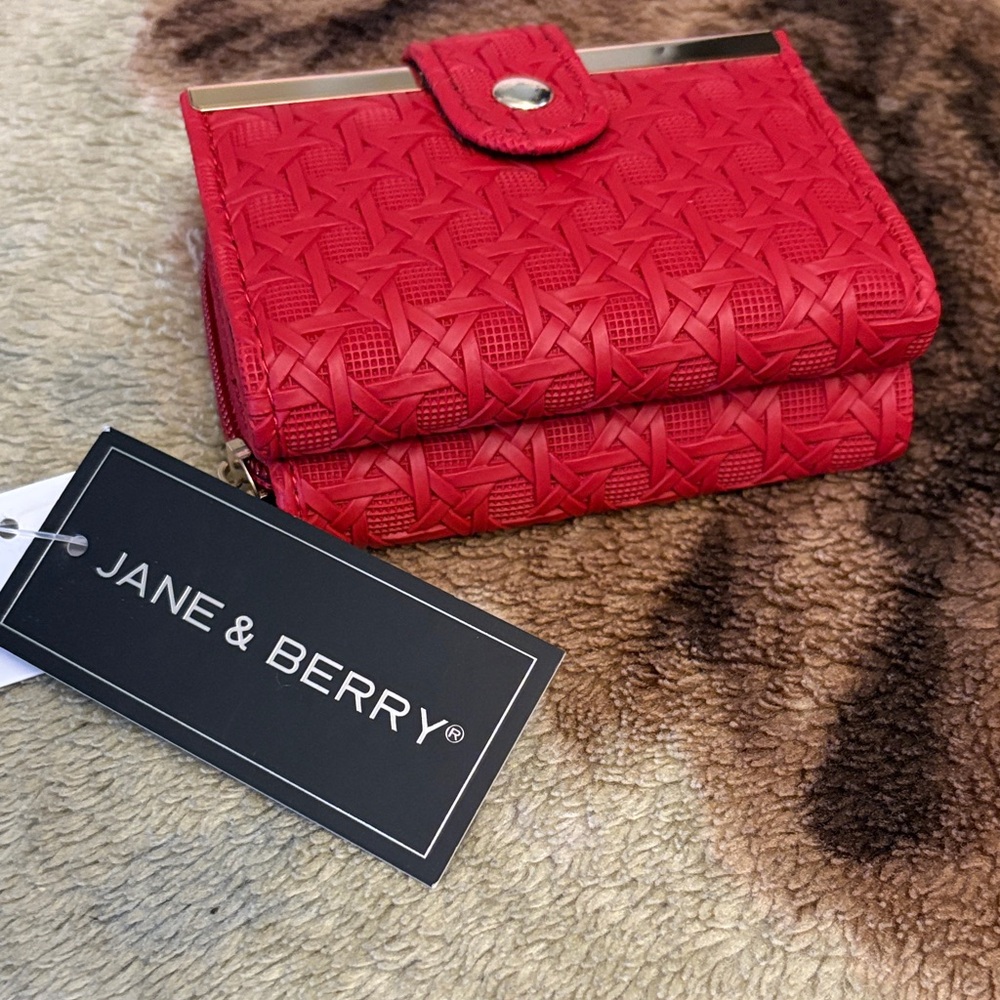 Jane & Berry Red Textured Women's Wallet - Picture 5 of 15